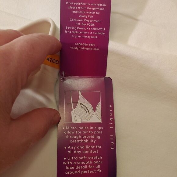 NWT Vanity Fair Women's Size 42DD Coconut White Breathable Luxe Full Figure Bra. - Picture 4 of 8